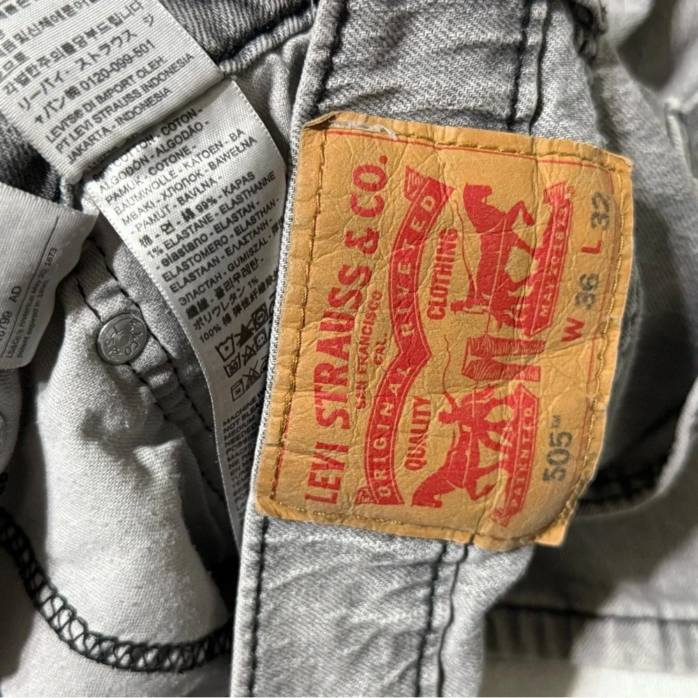 Levis 505 Jeans Mens 33x29 Gray‎ Regular Straight Mid Rise Denim